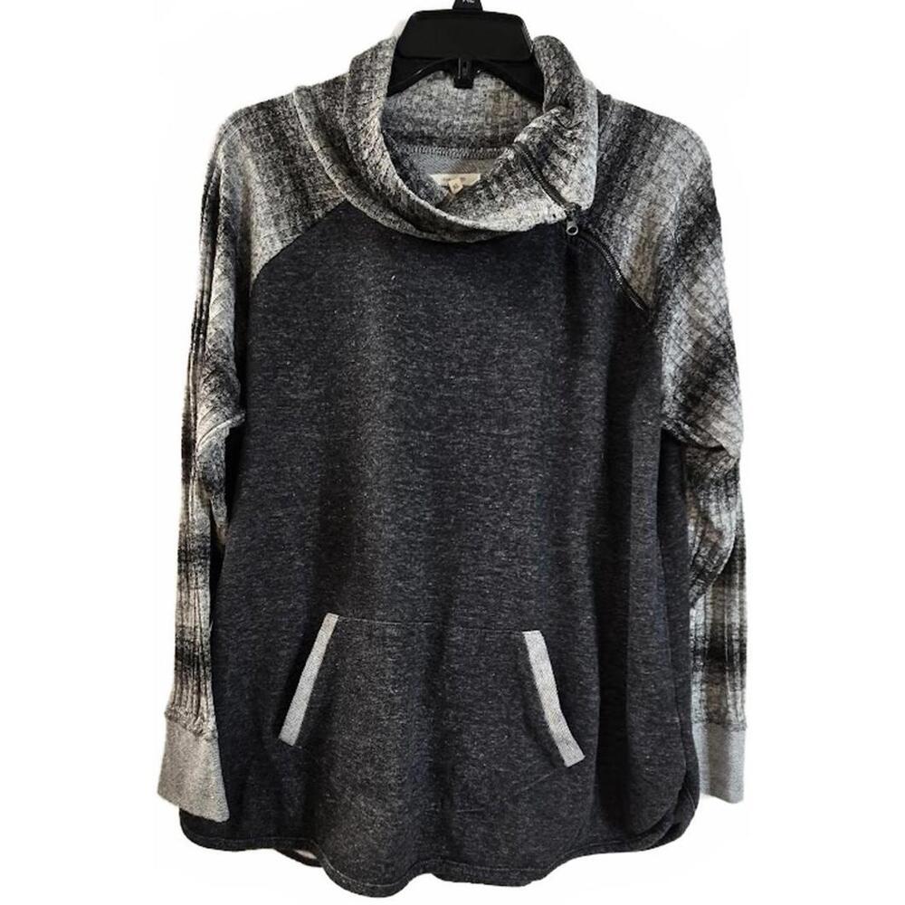 Maurices Gray and Plaid Cowl Neck Sweater Size XL